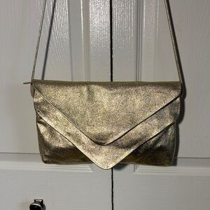Metallic gold leather crossbody